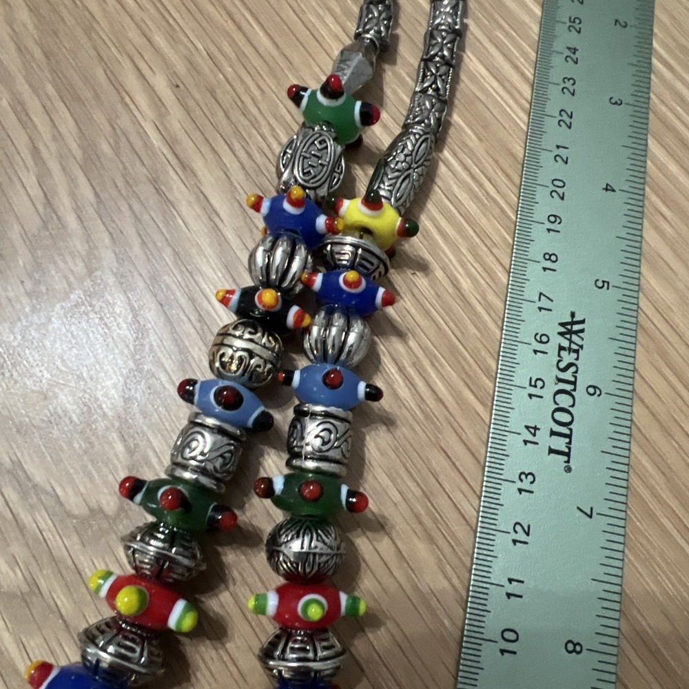 Rare Multi Color Vintage Trade Jewelry Glass Beads  Necklace
